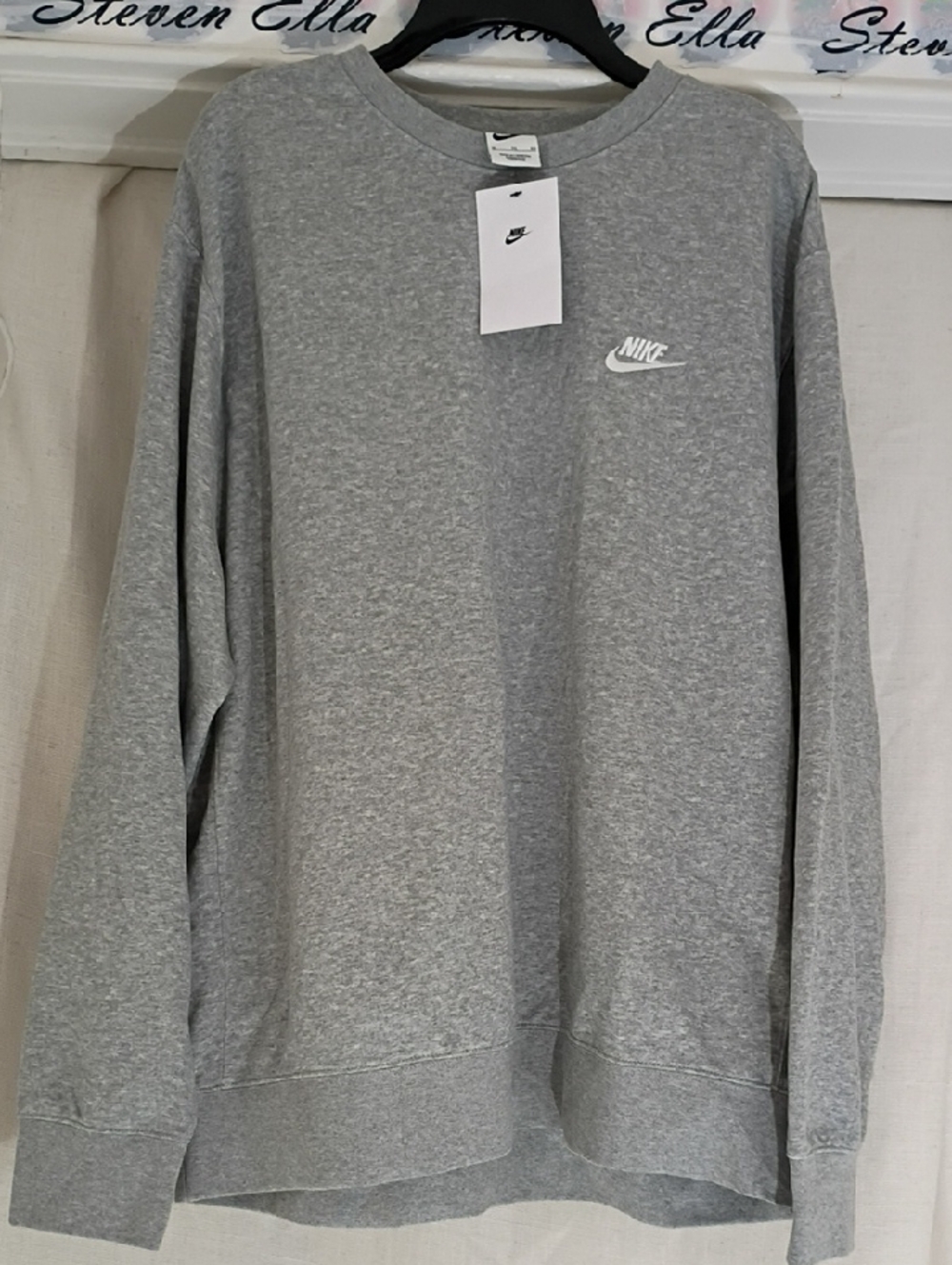 Nike Heather Gray Crewneck Sweatshirt with White Swoosh